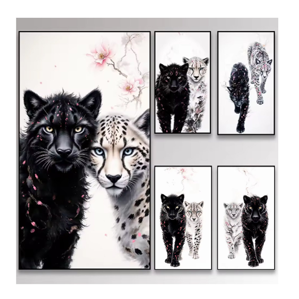 Resin Art For Beginner - ชุดภาพวาดเพชร 5 มิติ Shadow Leopard สำหรับผู้ใหญ่,