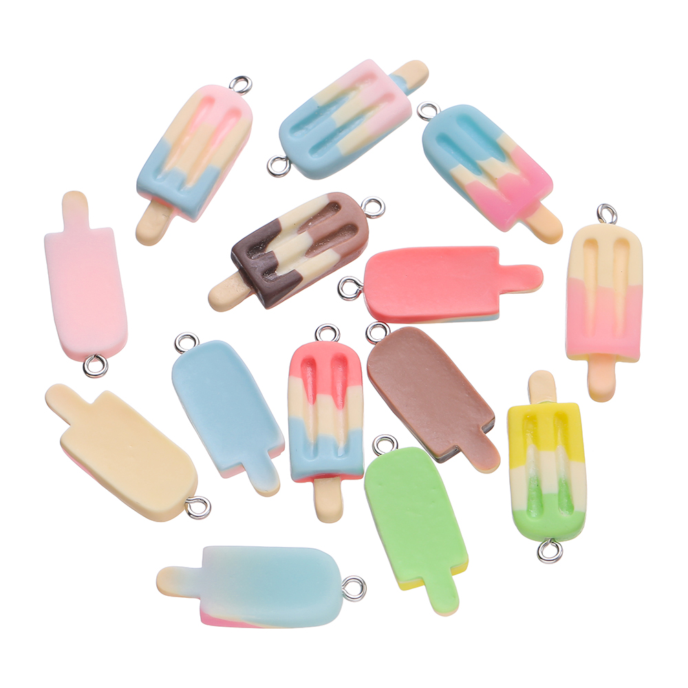 Resin Art Jewellery Kit - จี้เรซินรูปไอติมหลากสีน่ารัก2มม. 12x3 10ชิ้นสำหรับสร้อยข้อมือสร้อยคอจี้เครื่องประดับแบบทำมือ