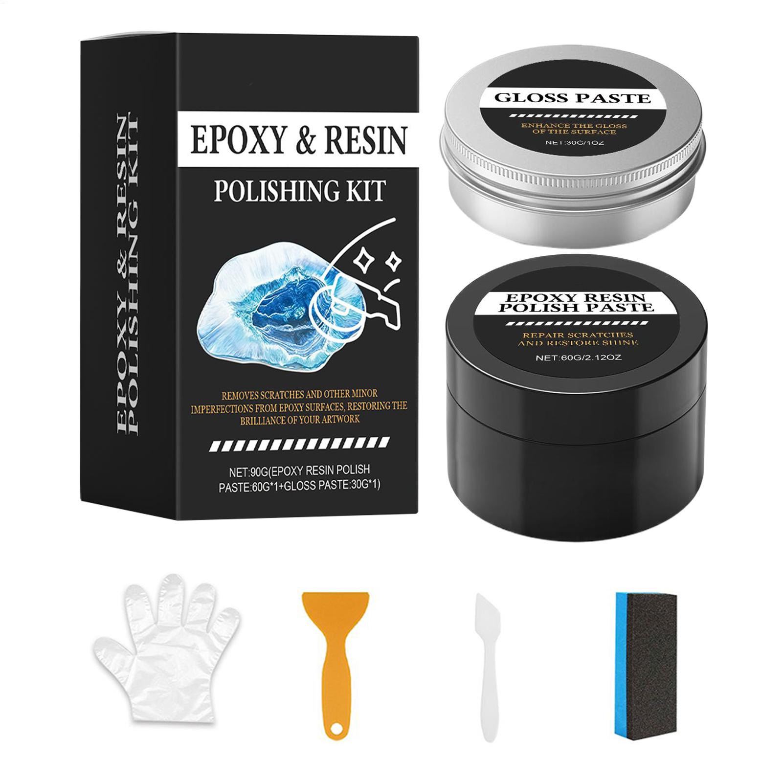 Resin Art Resin - อีพ็อกซี่เรซิ่น ครีมขัดเงาแบบมันเงา ชุดขัดเรซิ่น ครีมขัดแบบครีม ขจัดรอยขีดข่วน ชุดขัดอะคริลิกสำหรับผู้เริ่มต้น