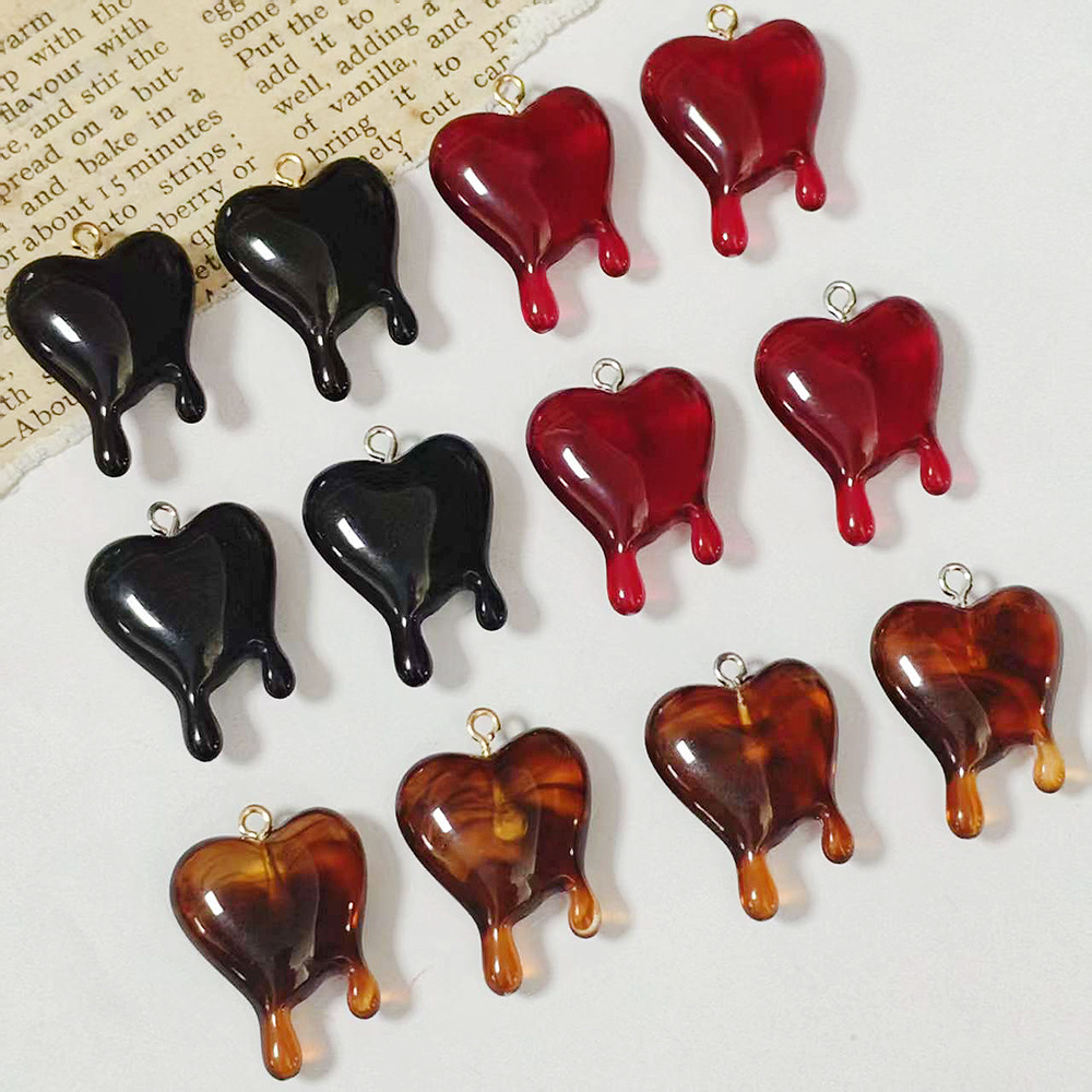Resin Art Kits For Adults - จี้เรซินรูปหัวใจหยดเลือด 10 ชิ้น สำหรับทำเครื่องประดับฮาโลวีน DIY เช่น