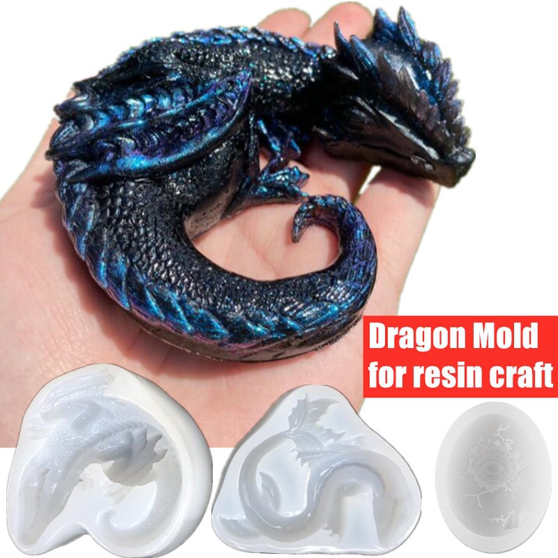 Resin Art Kit With Molds - 3 รูปแบบกระจก Sleepy Dragon ไดโนเสาร์ Sea