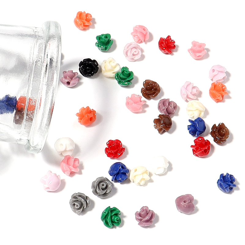 Resin Art Kits For Adults - ลูกปัดดอกไม้ปะการังเลียนแบบเรซิน30ชิ้นสายคล้องแว่นตาลูกปัดดอกไม้ประดิษฐ์หลากสี6มม. สำหรับเครื่องประดับสร้อยข้อมือเครื่องประดับทำ DIY เครื่องประดับ
