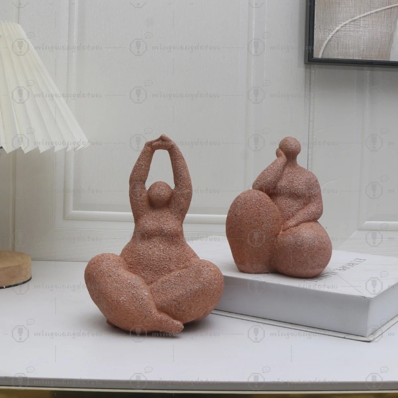 Resin Art Resin - รูปปั้นผู้หญิงอ้วนทำจากเรซิ่นทราย 1 ชิ้น งานแฮนด์เมด ศิลปะนามธรรมจากหินทราย สำหรับตกแต่งบ้าน