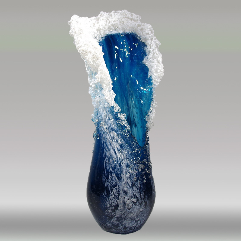 Resin Art Ocean - แจกันเรซิ่นลายคลื่น งานฝีมือสไตล์มินิมอล สีฟ้าแนวทะเล ของตกแต่งบ้านสวยงาม สำหรับห้องนอน ห้องนั่งเล่น