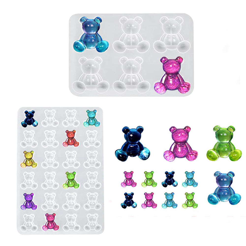 Resin Art Acrylic - คริสตัลหมีเรซินแม่พิมพ์ซิลิโคนหมีขนาดเล็ก Charm อีพ็อกซี่แม่พิมพ์สําหรับต่างหูจี้เข็มกลัดพวงกุญแจเครื่องประดับทําอุปกรณ์