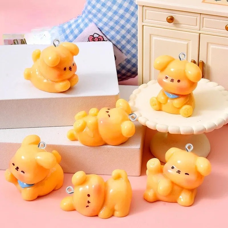 Resin Art Acrylic - 10 ชิ้น จี้อะคริลิกเรซินรูปสุนัขการ์ตูนน่ารัก ขนาดเล็ก สำหรับทำเครื่องประดับ DIY