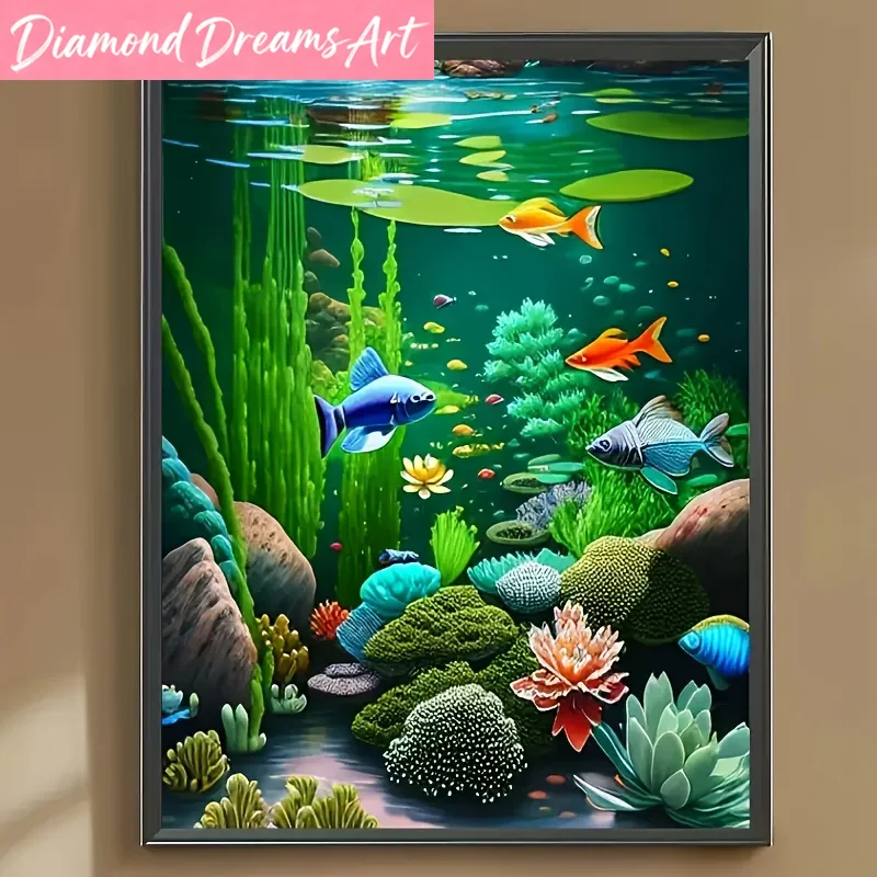 Resin Art For Beginner - ภาพวาดเพชรไร้กรอบ ศิลปะเพชร ภาพโลกใต้น้ำ งานฝีมือโมเสคเพชรเต็มรูปแบบ เหมาะสำหรับผู้เริ่มต้น ตกแต่งผนังบ้าน
