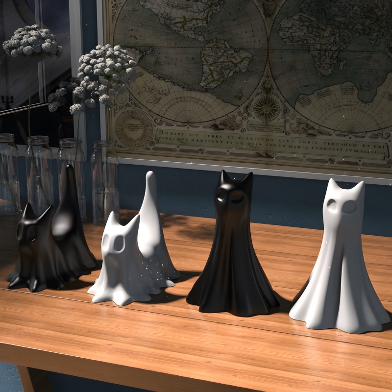 Ghost Cat ฮาโลวีนเดสก์ท็อปเครื - Resin Art Acrylic บทวิจารณ์และราคา