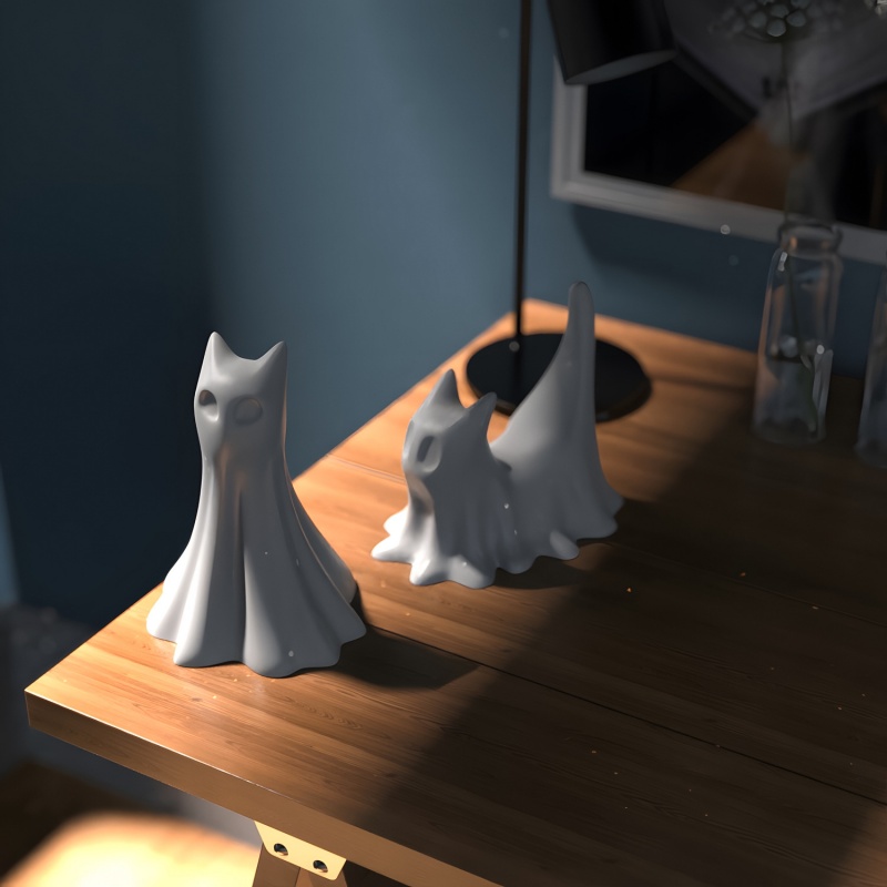 Ghost Cat ฮาโลวีนเดสก์ท็อปเครื - Resin Art Acrylic บทวิจารณ์และราคา
