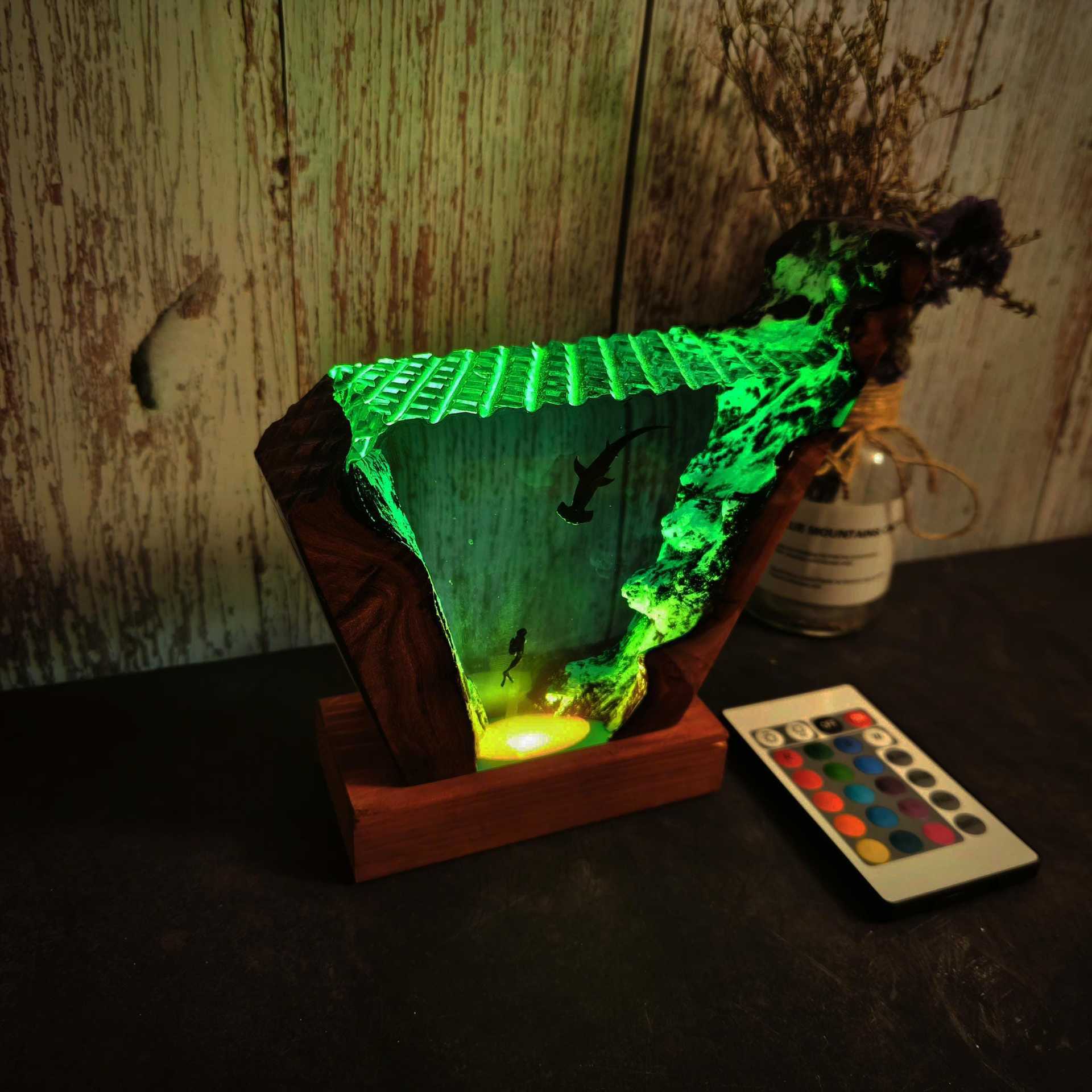 ของตกแต่งเรซินไม้รูปฉลามหัวค้อ - Resin Art Ocean บทวิจารณ์และราคา
