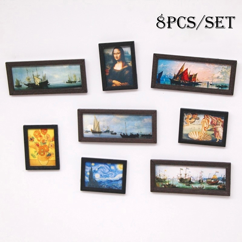8 ชิ้น/เซ็ต 1:12 Dollhouse Min - Resin Art On Wall บทวิจารณ์และราคา