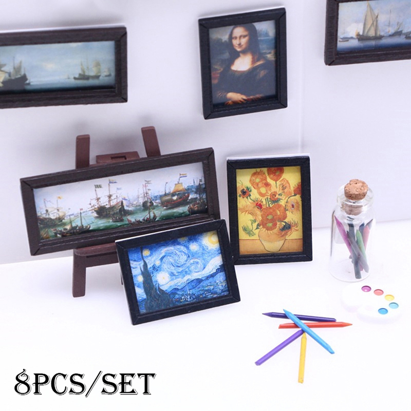 8 ชิ้น/เซ็ต 1:12 Dollhouse Min - Resin Art On Wall บทวิจารณ์และราคา