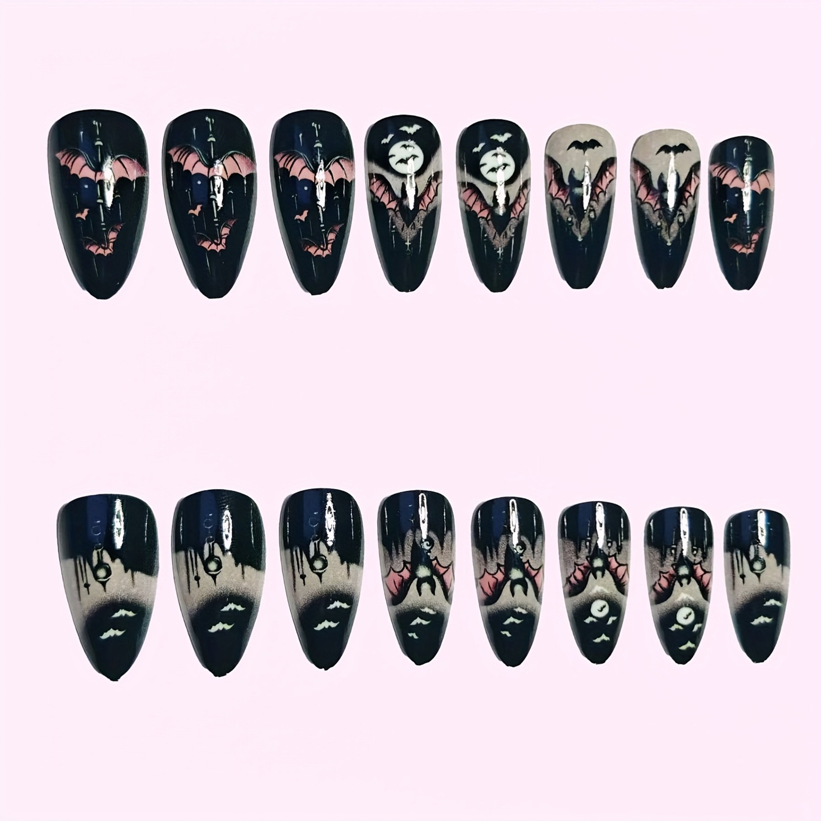 เล็บปลอมฮาโลวีน 24 ชิ้น สีดำทร - Resin Art Resin บทวิจารณ์และราคา