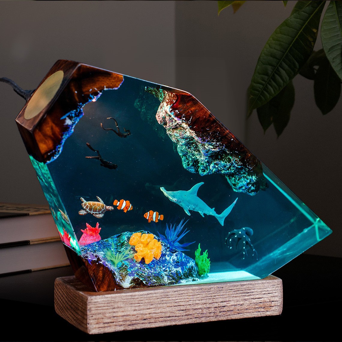 โคมไฟไม้เรซิ่นรูปนักดำน้ำกับวา - Resin Art Ocean บทวิจารณ์และราคา